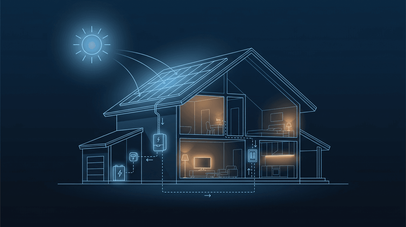 Schéma du fonctionnement : Photovoltaïque